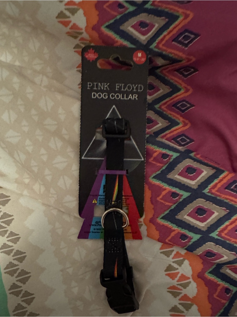 Pink Floyd Black Collar with Rainbow Prism Detail